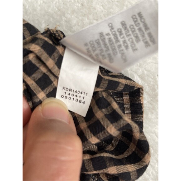 J. Jill Dress Plaid Size S Mixed Media Pocket Flowy Black Checkers Long Sleeve - Picture 9 of 10